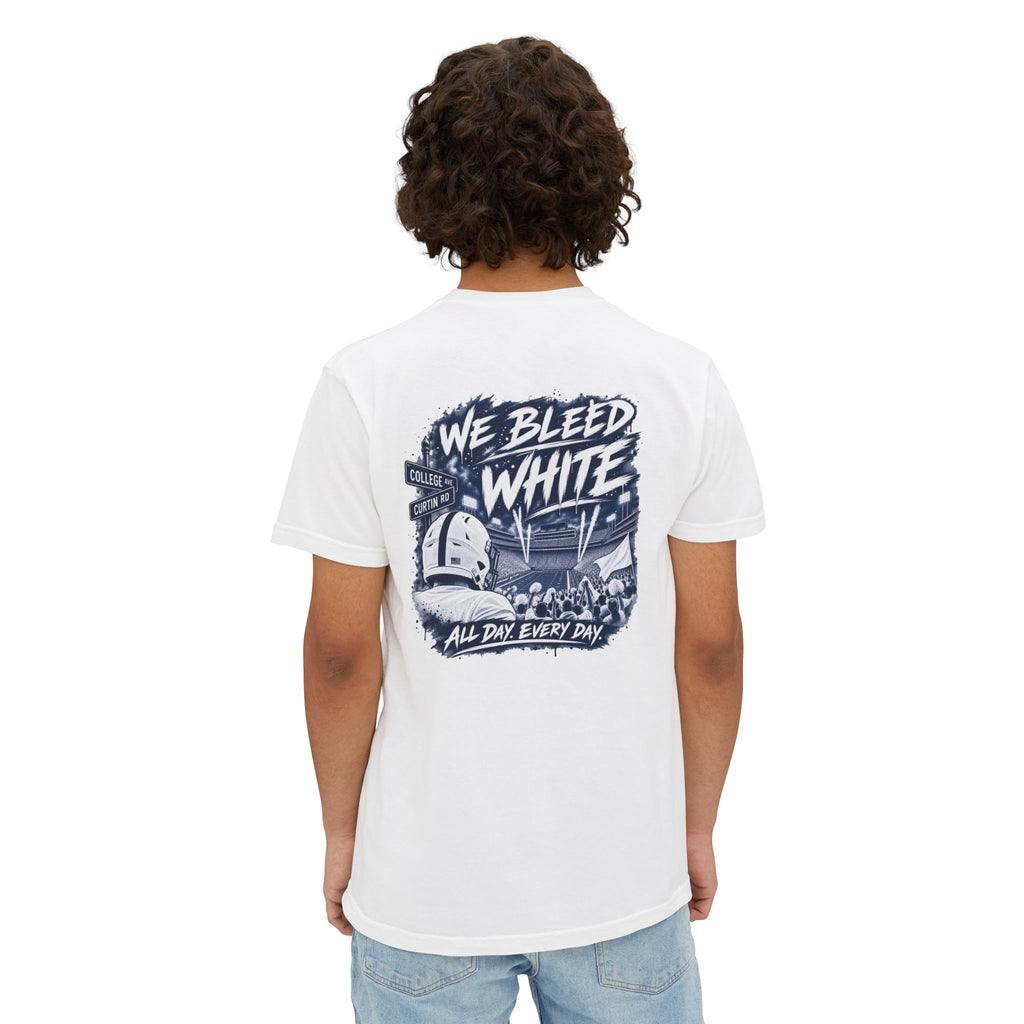 We Bleed White Football Pocket T-Shirt — College Game Day Tee