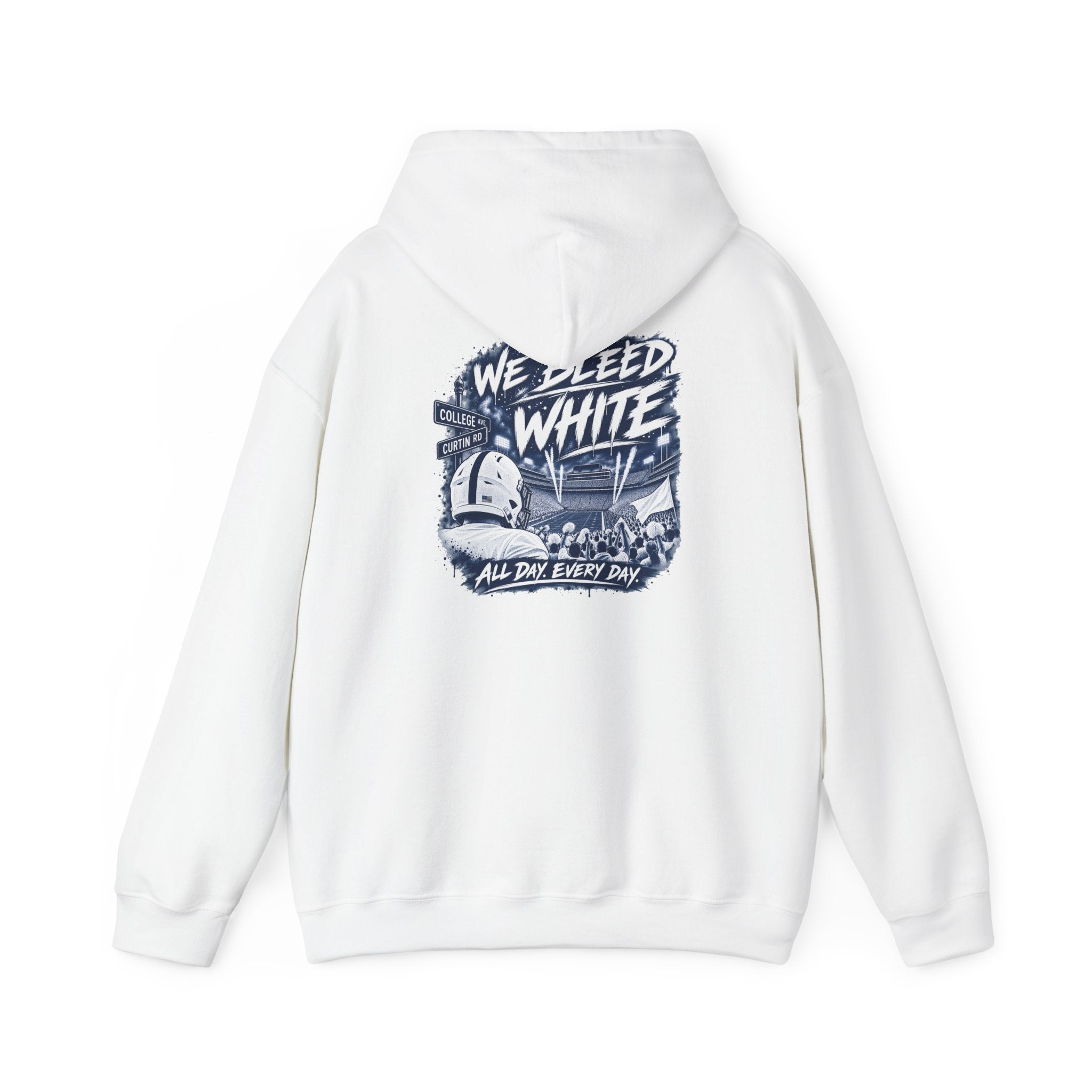 White Out Pullover Hoodie – 'We Bleed White' Graphic Winter Hoodie