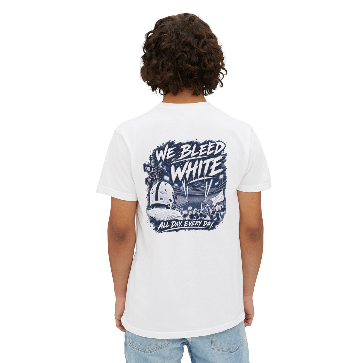 We Bleed White Football Pocket T-Shirt — College Game Day Tee
