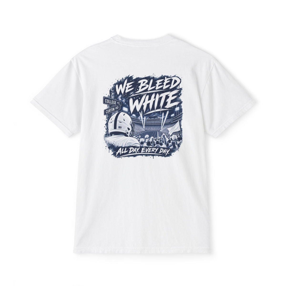 We Bleed White Football Pocket T-Shirt — College Game Day Tee