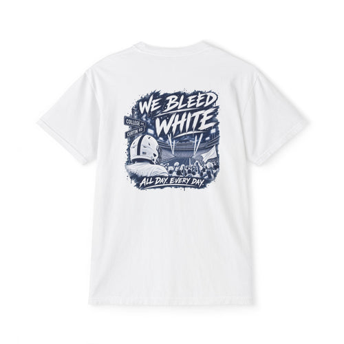 We Bleed White Football Pocket T-Shirt — College Game Day Tee
