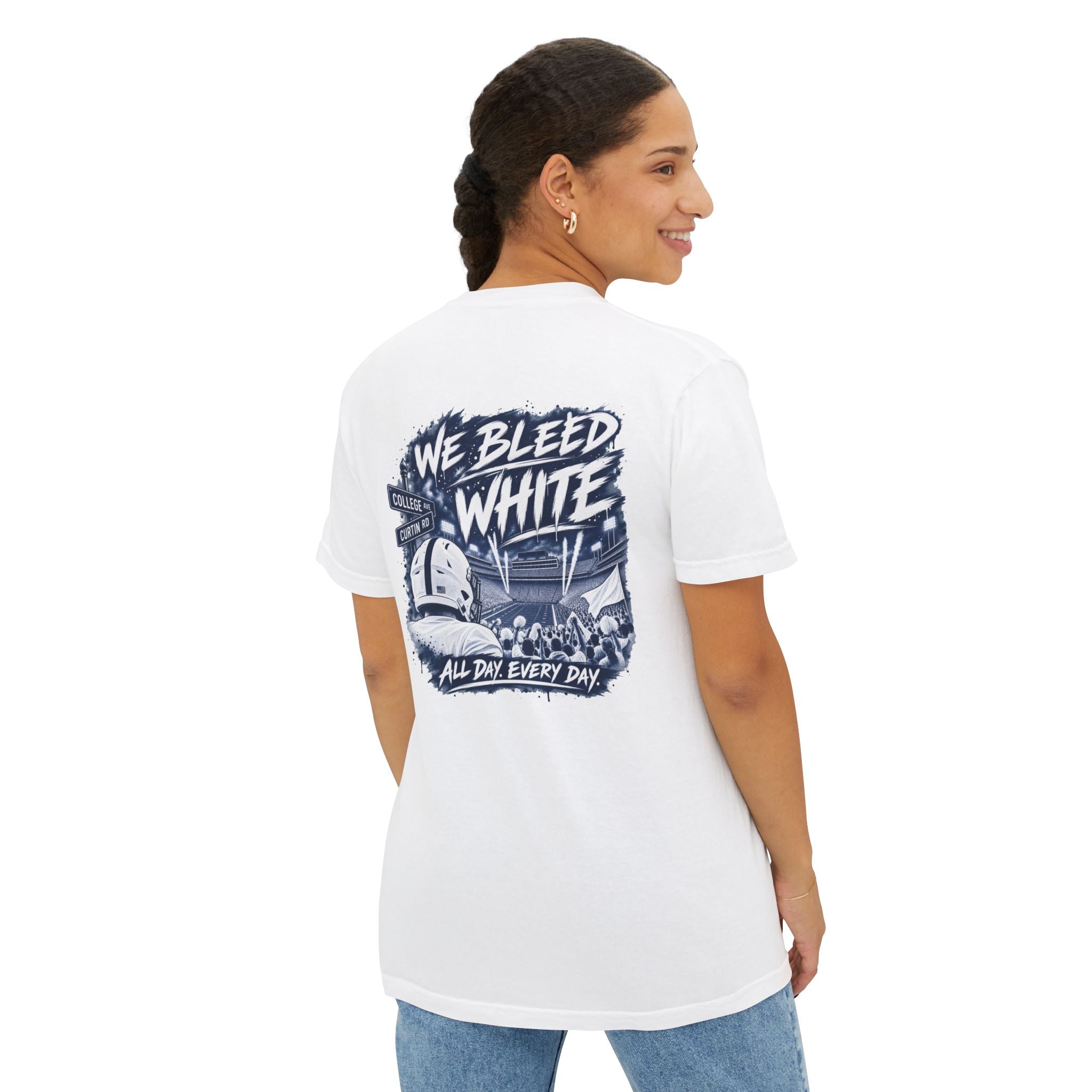 We Bleed White Football Pocket T-Shirt — College Game Day Tee
