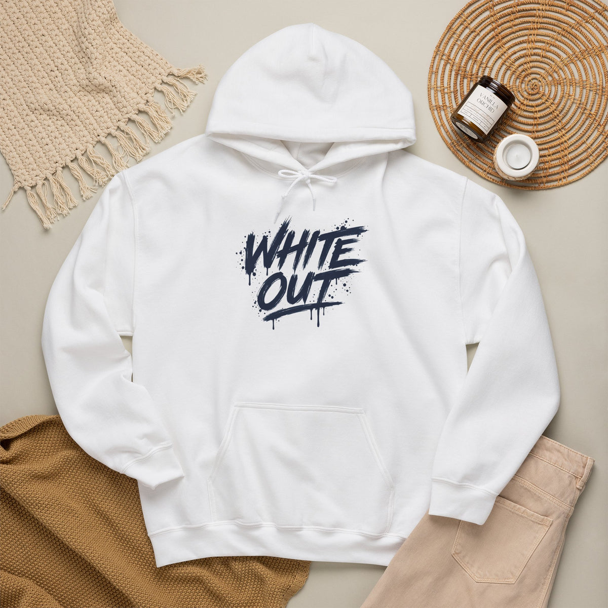 White Out Pullover Hoodie – 'We Bleed White' Graphic Winter Hoodie