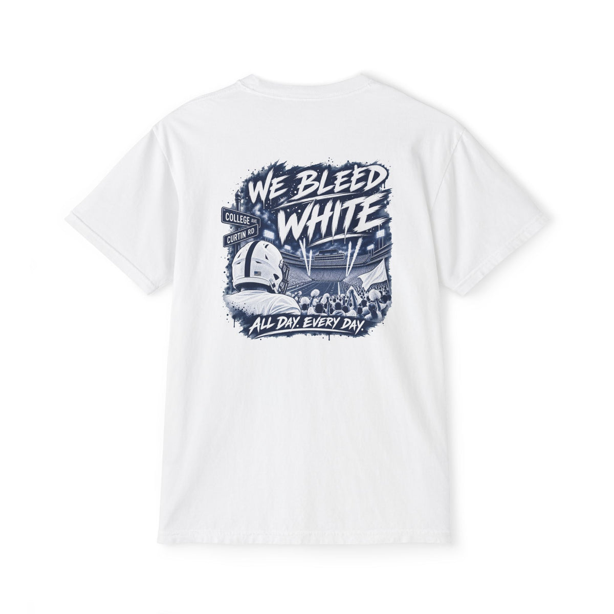 We Bleed White Football Pocket T-Shirt — College Game Day Tee