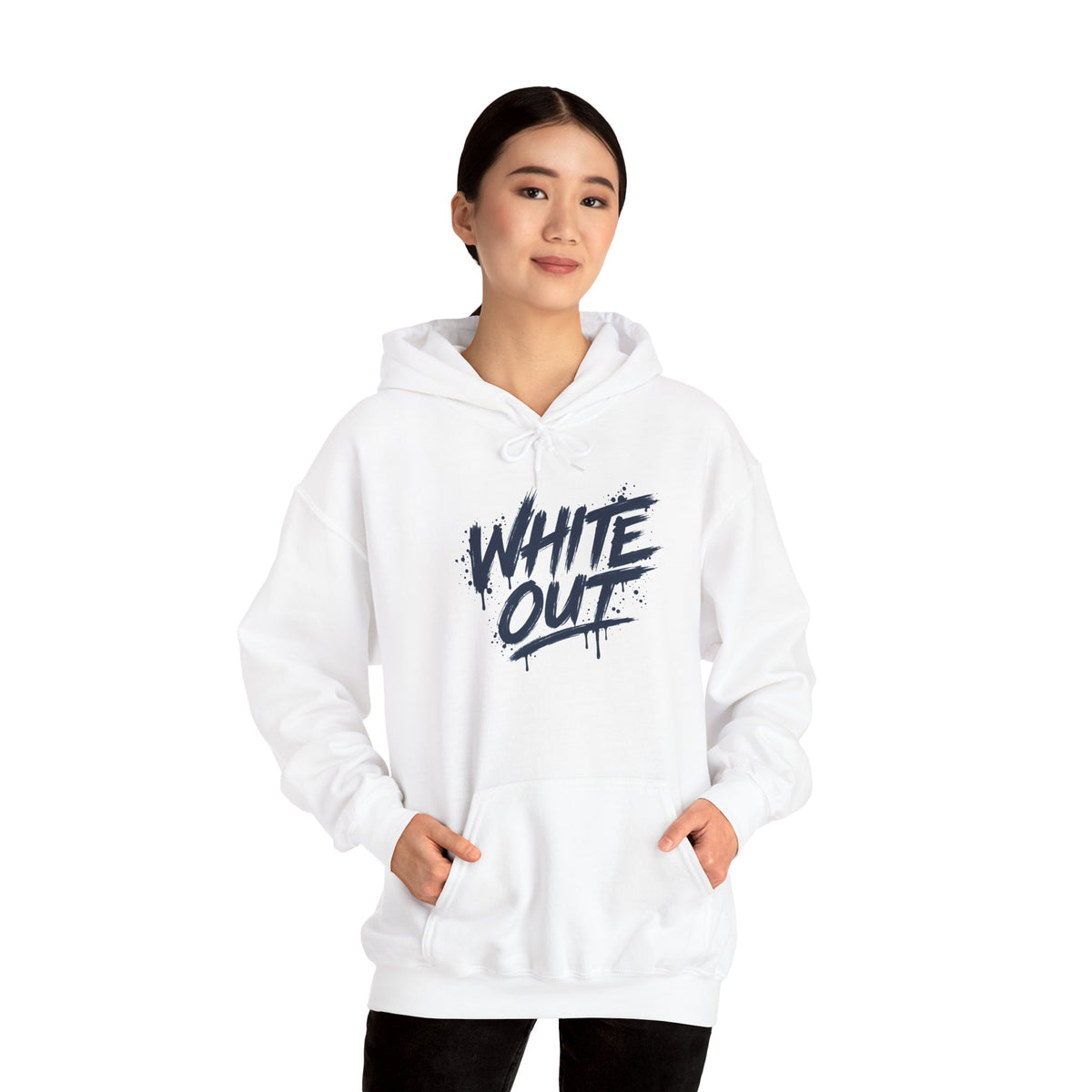 White Out Pullover Hoodie – 'We Bleed White' Graphic Winter Hoodie