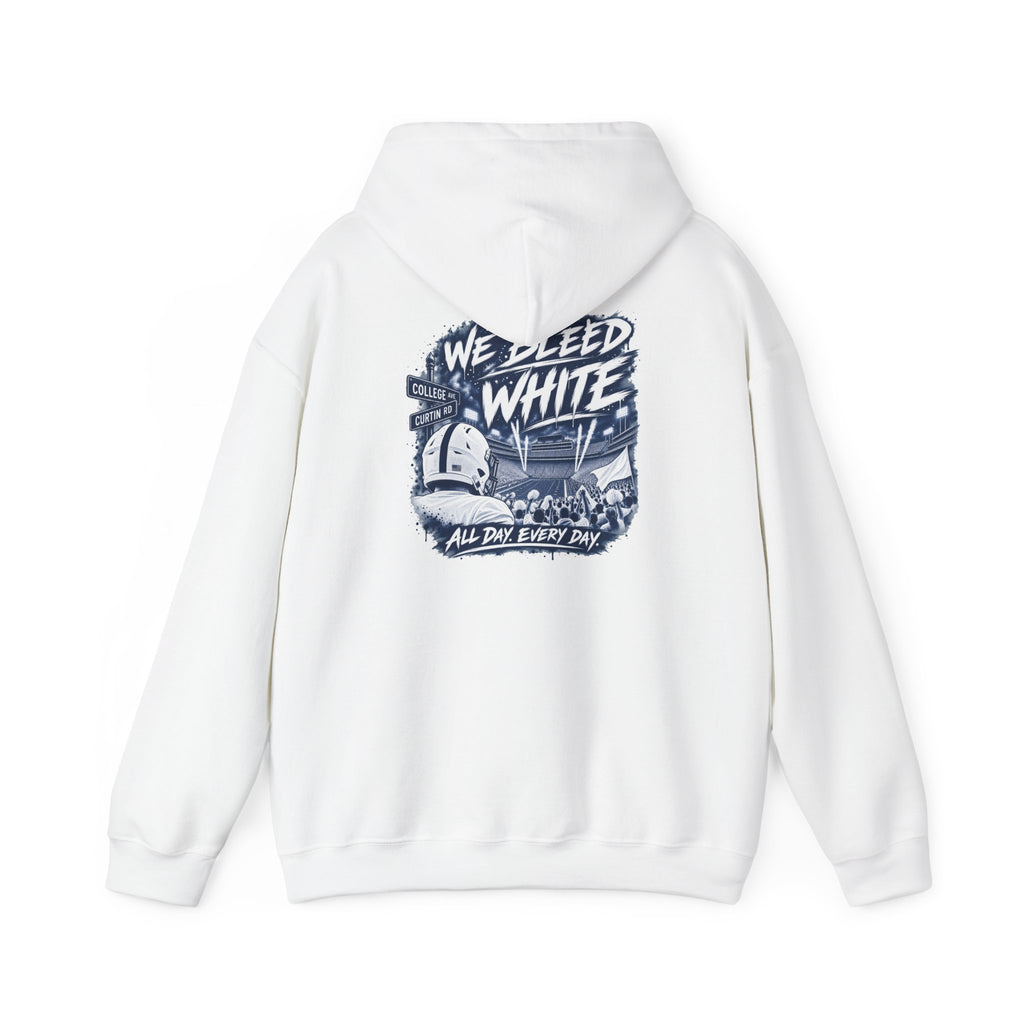 White Out Pullover Hoodie – 'We Bleed White' Graphic Winter Hoodie